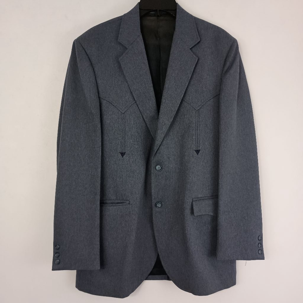 Vintage 90s Circle S Mens Gray Lubbock Western Sports Coat size 40 L Two Button